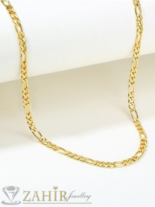 Дамски бижута - Елегантна стоманена верижка фигаро плетка, широка 0,5 см, налична в 4 дължини, златно покритие- K2142